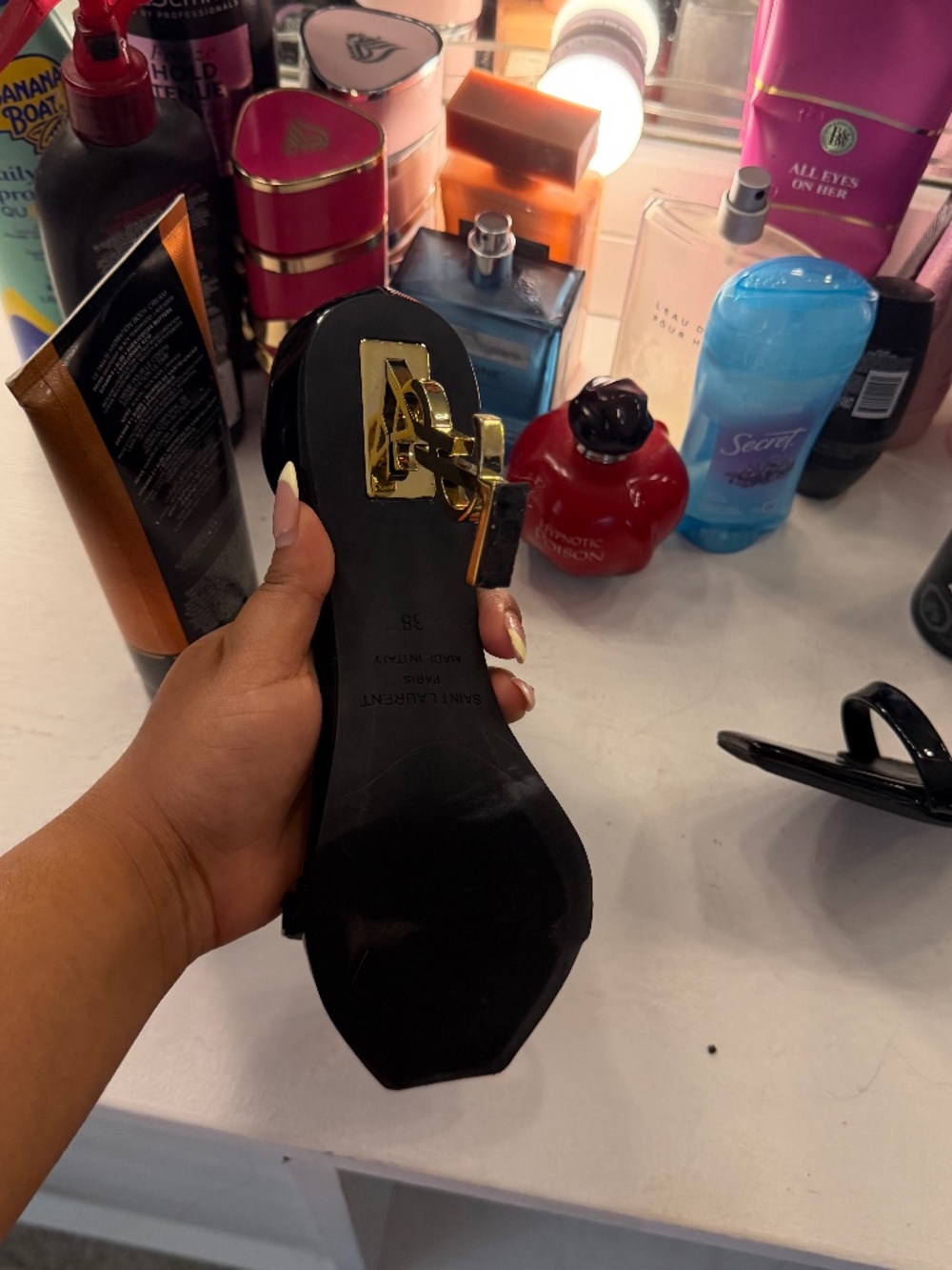 YSL Opiyum sandals in patent leather 38/7.5 size